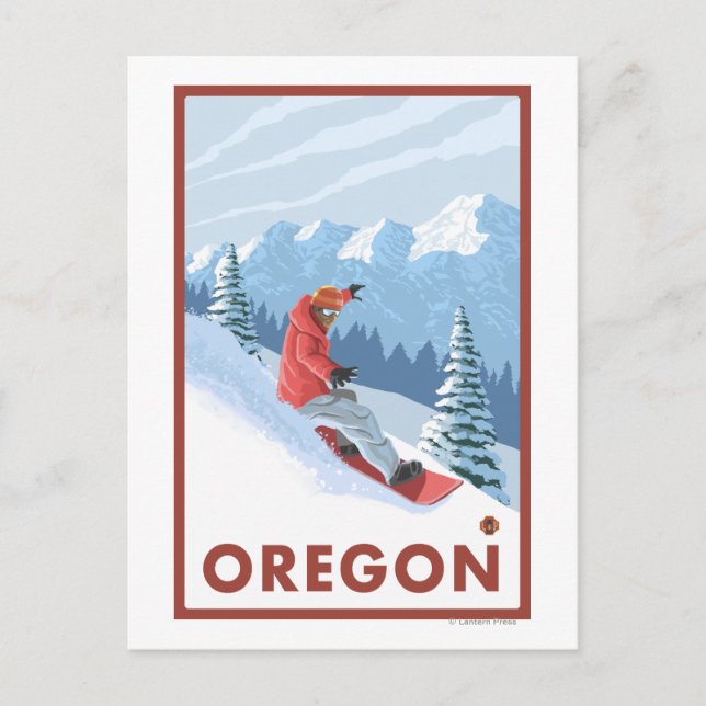 Snowboarder Scene - Vintage Travel Poster Postkarte (Vorderseite)