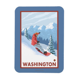 Snowboarder Scene - Washington Magnet