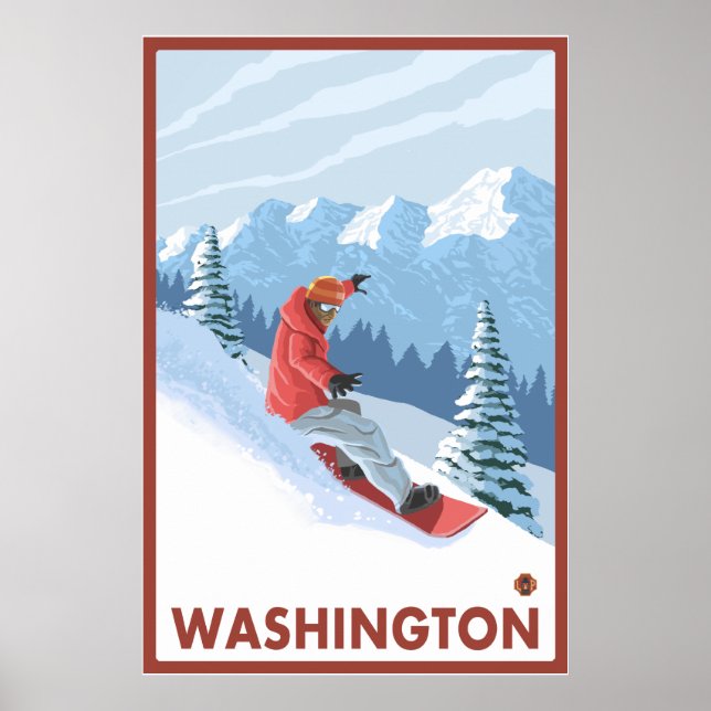 Snowboarder Scene - Washington Poster (Vorne)
