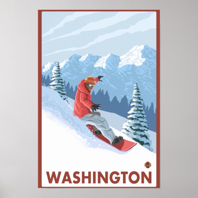 Snowboarder Scene - Washington Poster (Vorne)