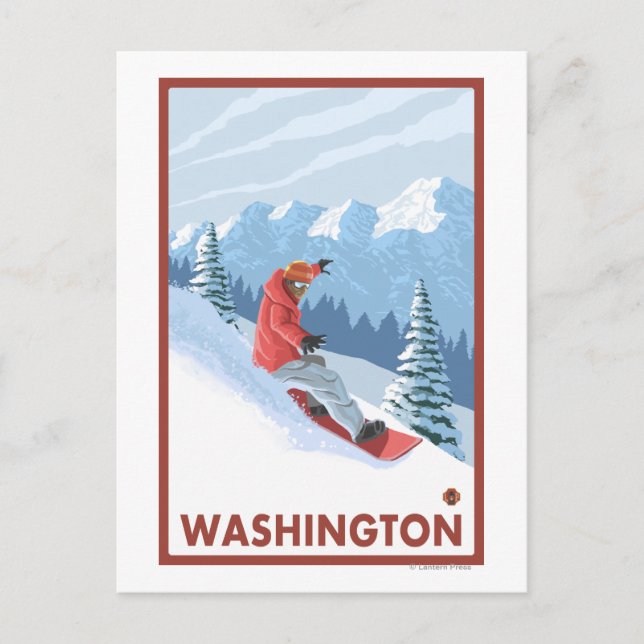 Snowboarder Scene - Washington Postkarte (Vorderseite)