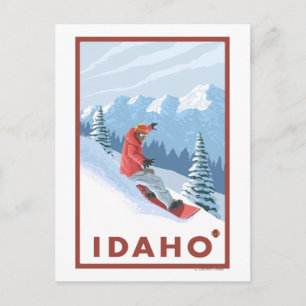 Snowboarder SceneIdahoVintage Reiseplakat Postkarte