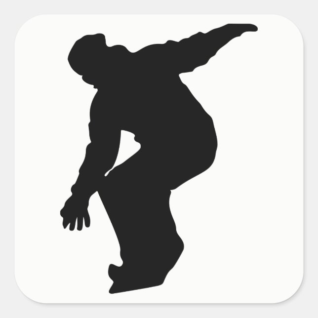 Snowboarder-Silhouette Quadratischer Aufkleber (Vorderseite)