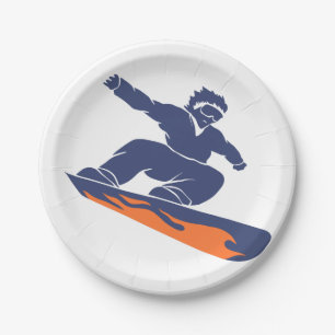 Snowboarder-Silhouette - Wählen Sie Hintergrundfa Pappteller
