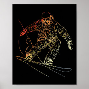 Snowboarder Sketch Vintages Alpin Snowboarden Poster