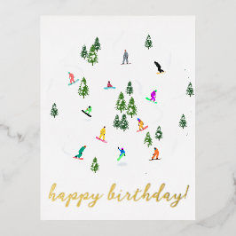 Snowboarder Snowboarden Illustration Geburtstag Folien Feiertagspostkarte