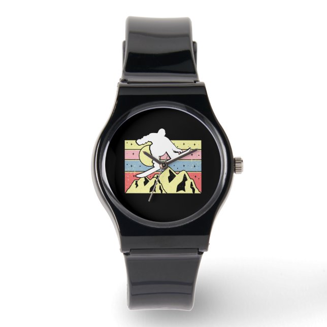 Snowboarder Snowboarder Snowboard Retro Armbanduhr (Vorderseite)
