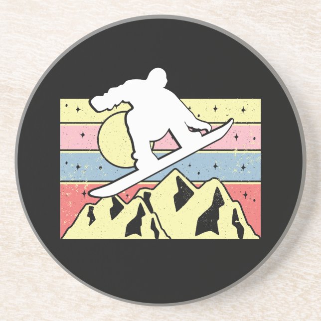 Snowboarder Snowboarder Snowboard Retro Getränkeuntersetzer (Vorne)