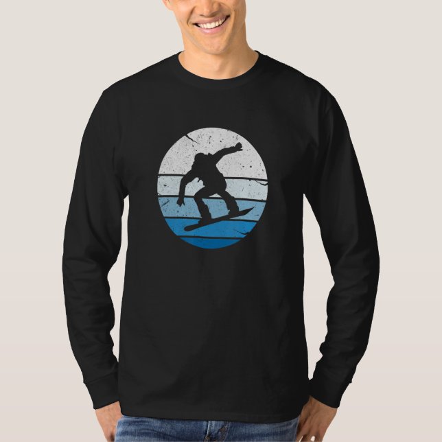 Snowboarder Snowboarding Snowboard Silhouette Vint T-Shirt (Vorderseite)
