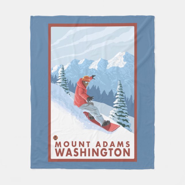 Snowboarder-Szene - Berg Adams, Washington Fleecedecke (Vorderseite)