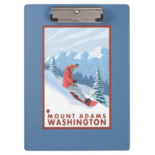 Snowboarder-Szene - Berg Adams, Washington Klemmbrett