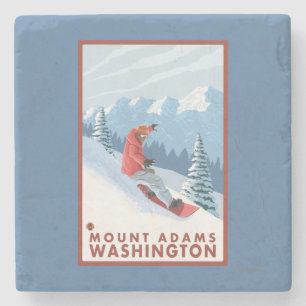 Snowboarder-Szene - Berg Adams, Washington Steinuntersetzer