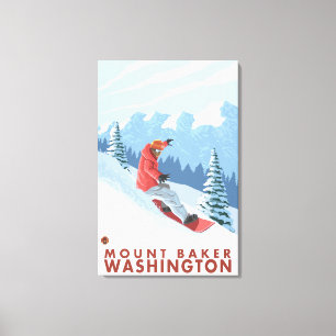 Snowboarder-Szene - Berg-Bäcker, Washington Leinwanddruck
