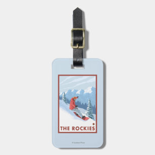 Snowboarder-Szene - die Rockies Gepäckanhänger