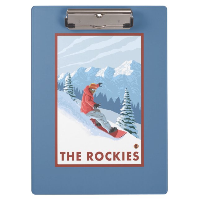 Snowboarder-Szene - die Rockies Klemmbrett (Vorderseite)