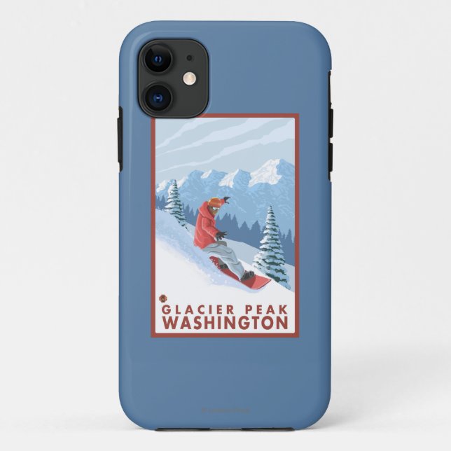 Snowboarder-Szene - Gletscher-Spitze, Washington Case-Mate iPhone Hülle (Rückseite)
