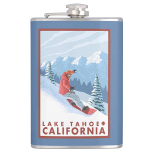 Snowboarder-Szene - Lake Tahoe, Kalifornien Flachmann