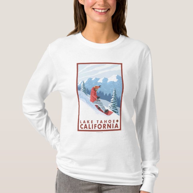 Snowboarder-Szene - Lake Tahoe, Kalifornien T-Shirt (Vorderseite)