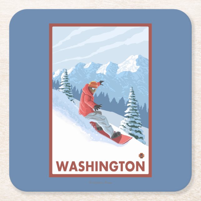 Snowboarder-Szene - Washington Rechteckiger Pappuntersetzer (Vorderseite)