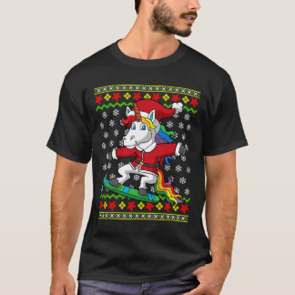Snowboarder Unicorn Santa Snowboarden Weihnachten T-Shirt