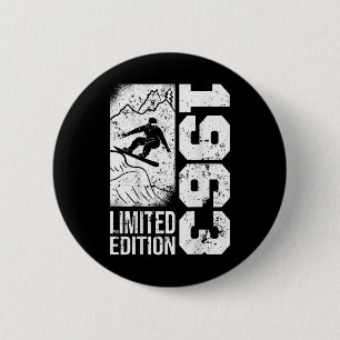 Snowboarder Vintag 1963 Geburtstag Snowboarden Sno Button