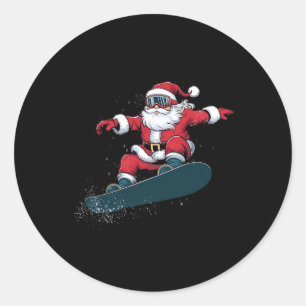 Snowboarder Weihnachten Weihnachten Weihnachtsmann Runder Aufkleber