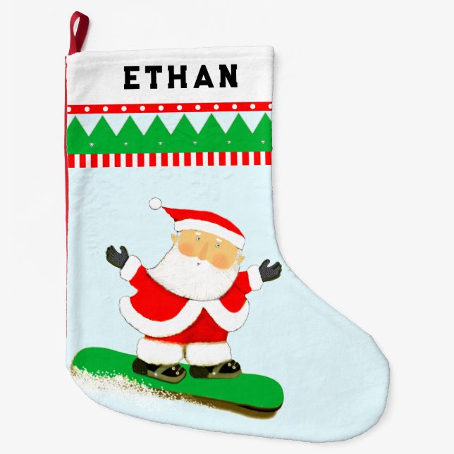 Snowboarder-Weihnachtsgeschenk Großer Weihnachtsstrumpf (Vorderseite)