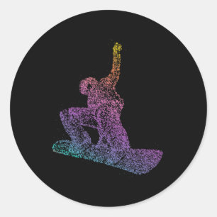 Snowboarder Winter Sport Snow Mountains Snowboardi Runder Aufkleber