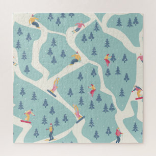 Snowboarder, Wintersportort, aktive Erholung. Puzzle