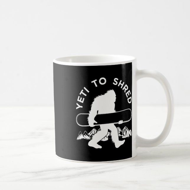 Snowboarder Yeti T Shirt Kaffeetasse (Rechts)