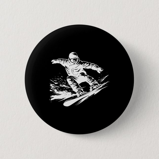 Snowboarder Zeichne Snowboarder-Piste Button (Vorderseite)