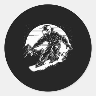 Snowboarder Zeichnend Snowboarder-Piste 2 Runder Aufkleber