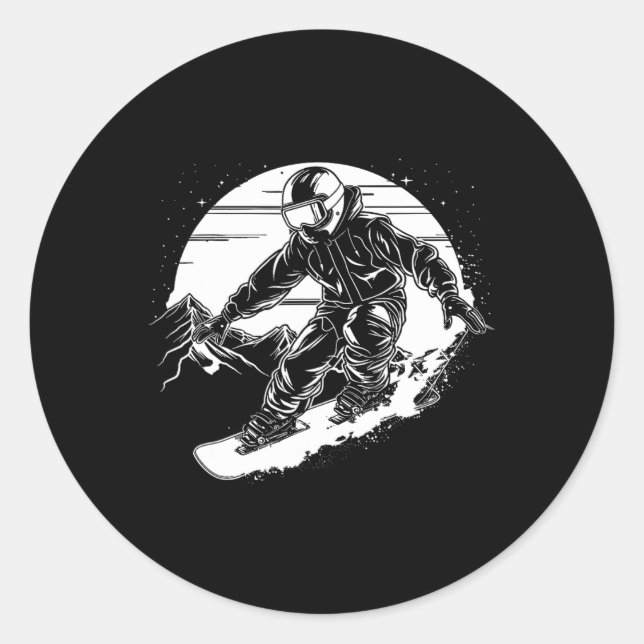 Snowboarder Zeichnend Snowboarder-Piste 2 Runder Aufkleber (Vorderseite)