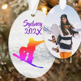 Snowboarding Female Foto Vorlage Oval Ornament