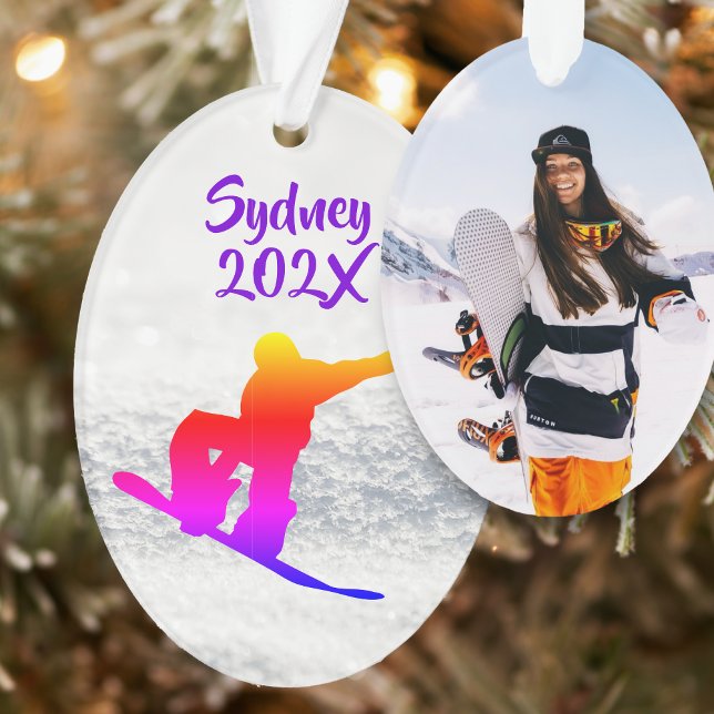 Snowboarding Female Foto Vorlage Oval Ornament (Von Creator hochgeladen)