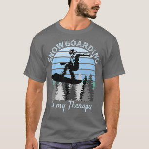 Snowboarding is My Therapy Cool Vintage Blue Sunse T-Shirt