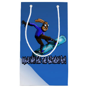 Snowboarding-Kaninchen-B-tägige Geschenk-Tasche - Kleine Geschenktüte