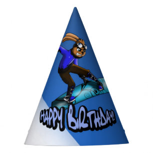 Snowboarding-Kaninchen-Geburtstags-Party-Hut Partyhütchen