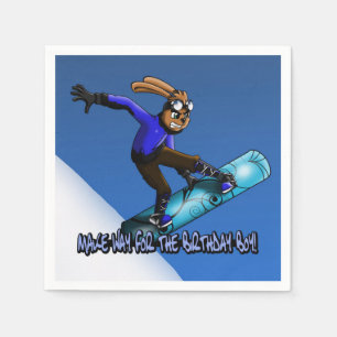 "Snowboarding-Kaninchen-Geburtstags-" Serviette