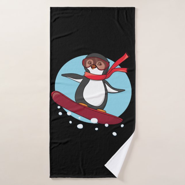 Snowboarding Penguin Badehandtuch (Badehandtuch)