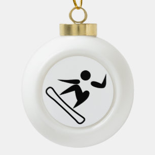 Snowboarding Pictograph Keramik Kugel-Ornament