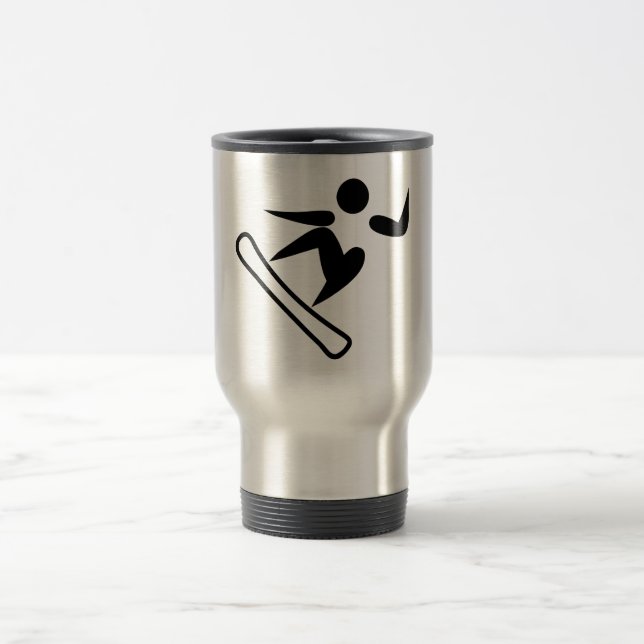 Snowboarding Pictograph Reisebecher (Mittel)