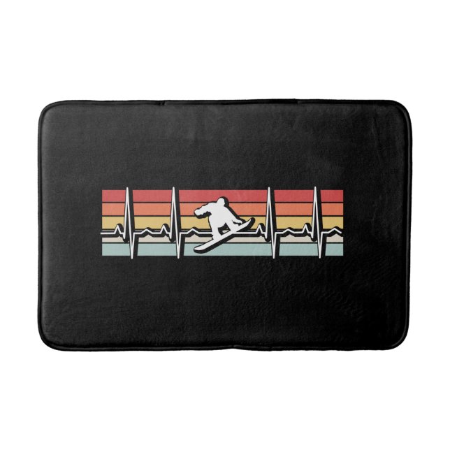 Snowboarding Retro Heartbeat Badematte (Vorderseite)