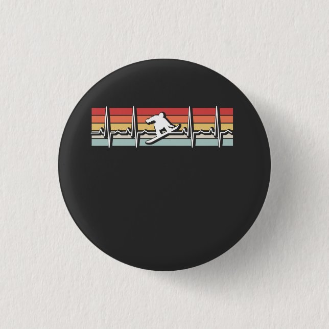 Snowboarding Retro Heartbeat Button (Vorderseite)