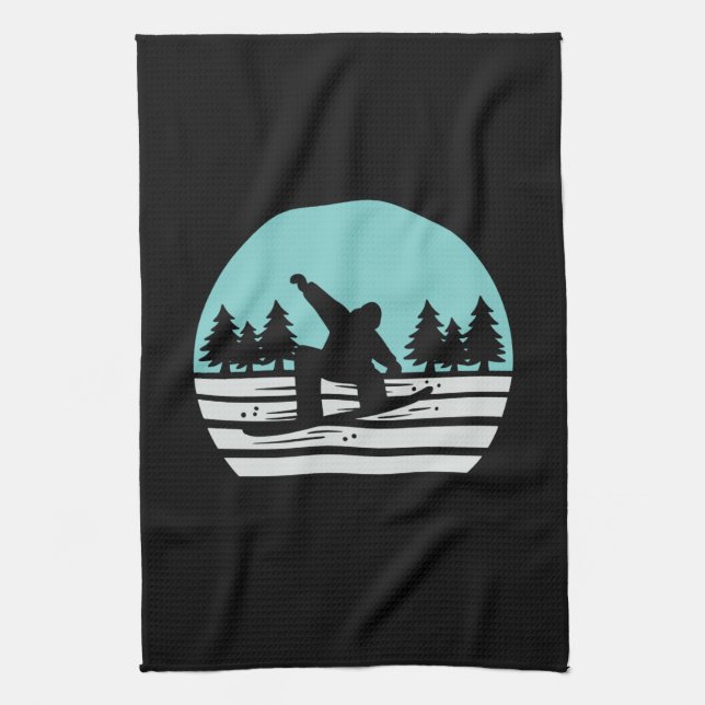 Snowboarding Retro Vintag Geschirrtuch (Vertikal)