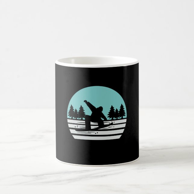 Snowboarding Retro Vintag Kaffeetasse (Mittel)