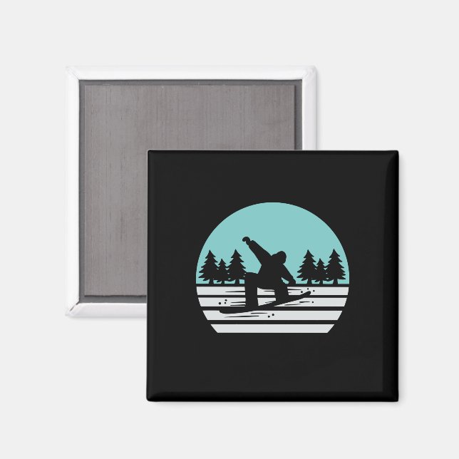 Snowboarding Retro Vintag Magnet (Vorderseite/Rückseite)