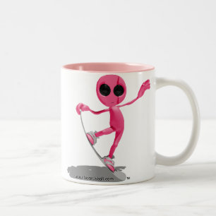 Snowboarding-rosa alien-Tasse Zweifarbige Tasse