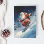 Snowboarding Santa Feiertagskarte<br><div class="desc">This design was created though digital art. It may be personalized in the area provided by changing the photo and/or text. Or it can be customized by choosing the click to customize further option and delete or change the color the background, add text, change the text color or style, or...</div>