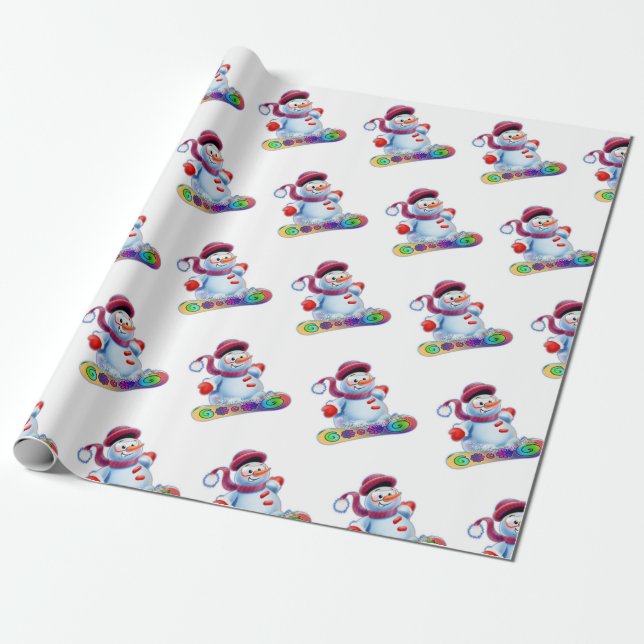 Snowboarding-Schneemannlech Geschenkpapier (Ungerollt)